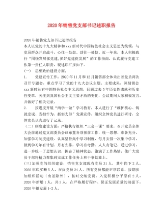 2024年销售党支部书记述职报告 