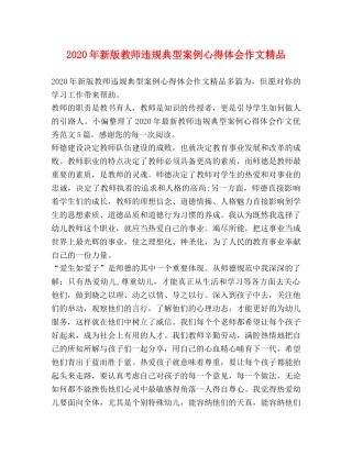 2024年新版教师违规典型案例心得体会作文精品 