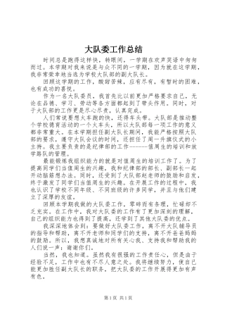 大队委工作总结 