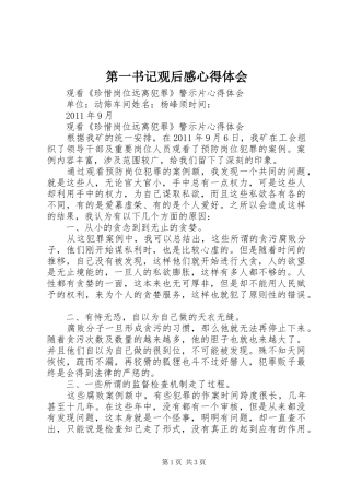 第一书记观后心得体会心得