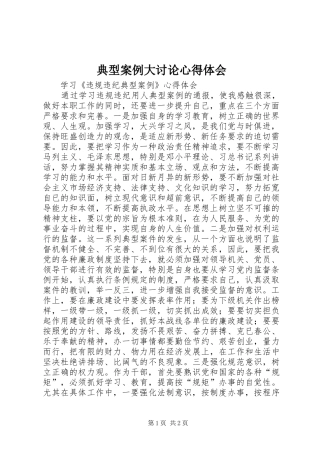 典型案例大讨论体会心得