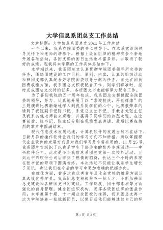 大学信息系团总支工作总结 