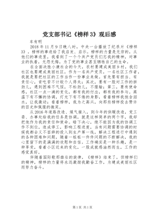 党支部书记《榜样3》观后心得