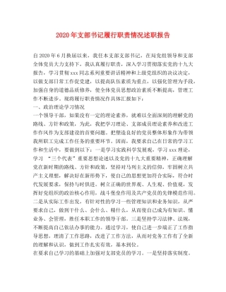 2024年支部书记履行职责情况述职报告 