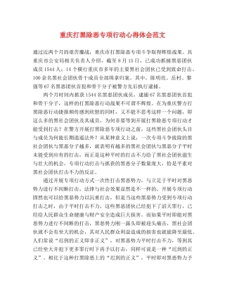 重庆打黑除恶专项行动心得体会范文 