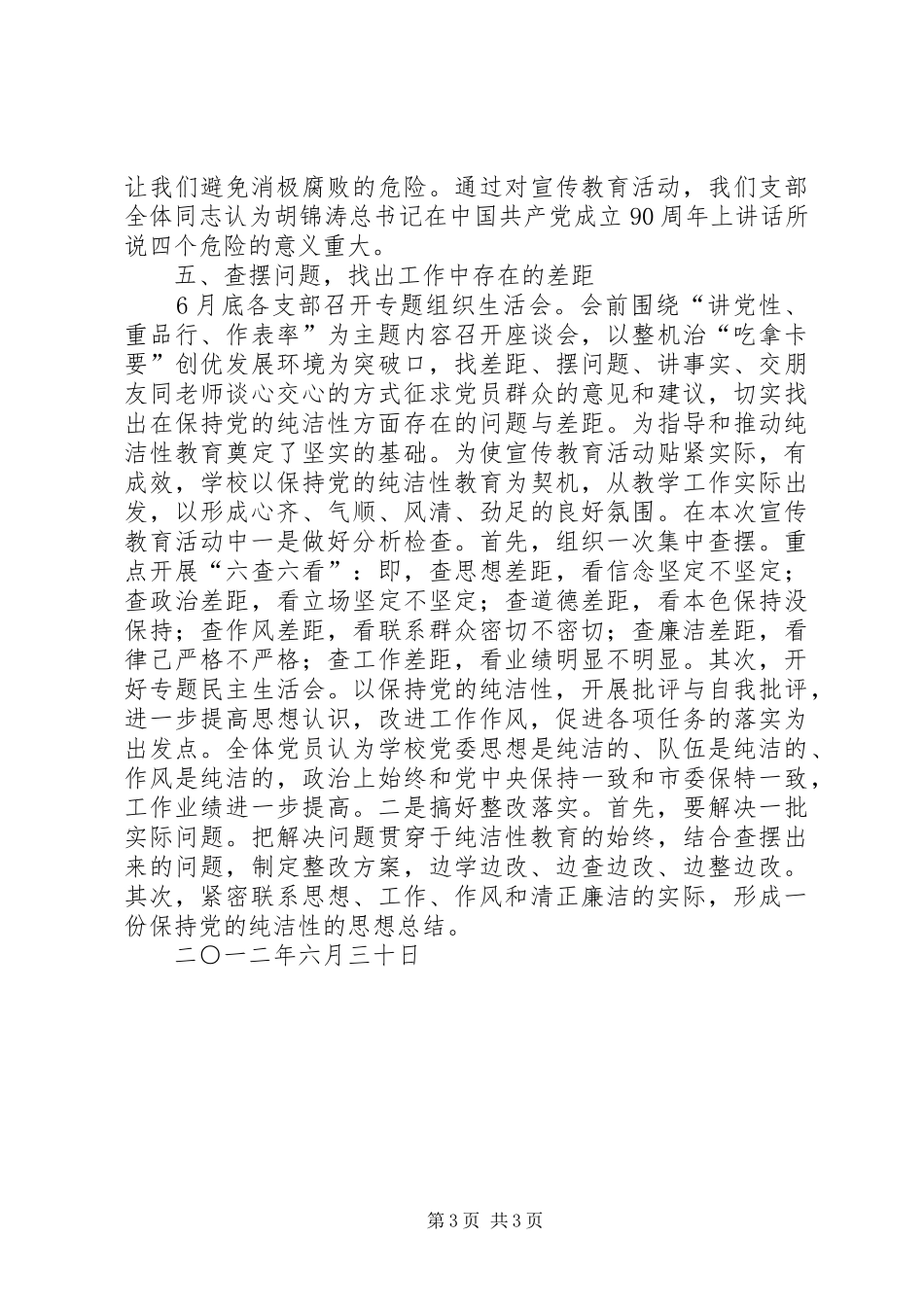 保持党的纯洁性学习教育活动总结 _第3页