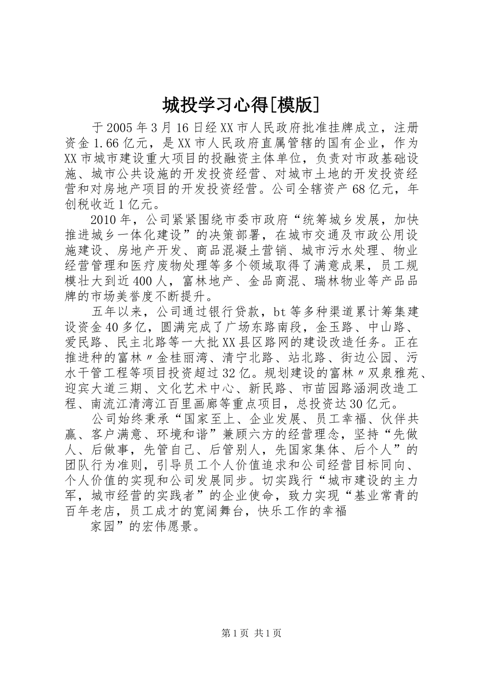 城投学习体会[模版]_第1页