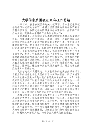 大学信息系团总支XX年工作总结 