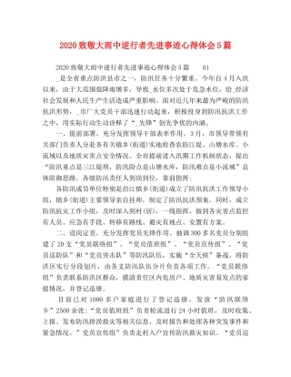 2024致敬大雨中逆行者先进事迹心得体会5篇 