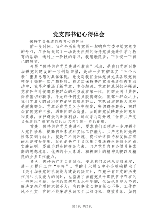 党支部书记体会心得