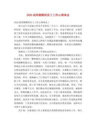 2024试用期期间员工工作心得体会 