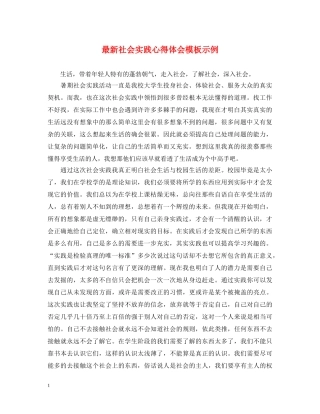 最新社会实践心得体会模板示例 