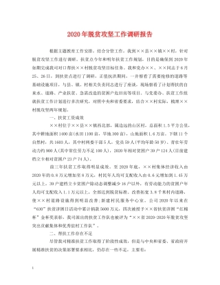 2024年脱贫攻坚工作调研报告 