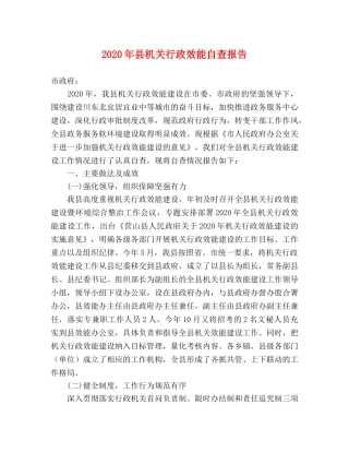 2024年县机关行政效能自查报告 