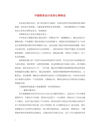 中级财务会计实训心得体会 