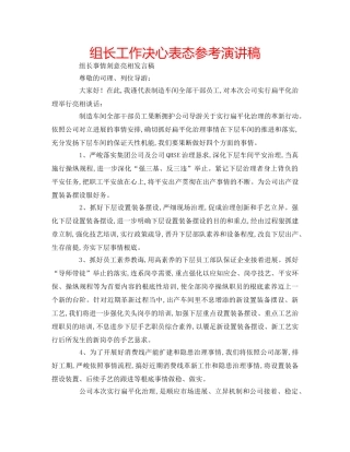 组长工作决心表态参考演讲稿 