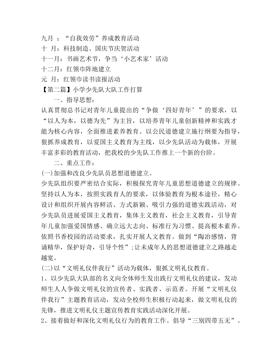 最新小学少先队大队工作参考计划 _第3页