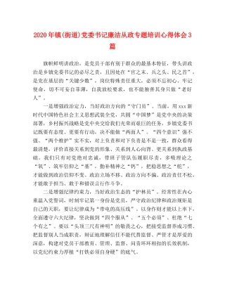 2024年镇(街道)党委书记廉洁从政专题培训心得体会3篇 