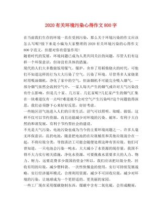 2024有关环境污染心得作文800字 