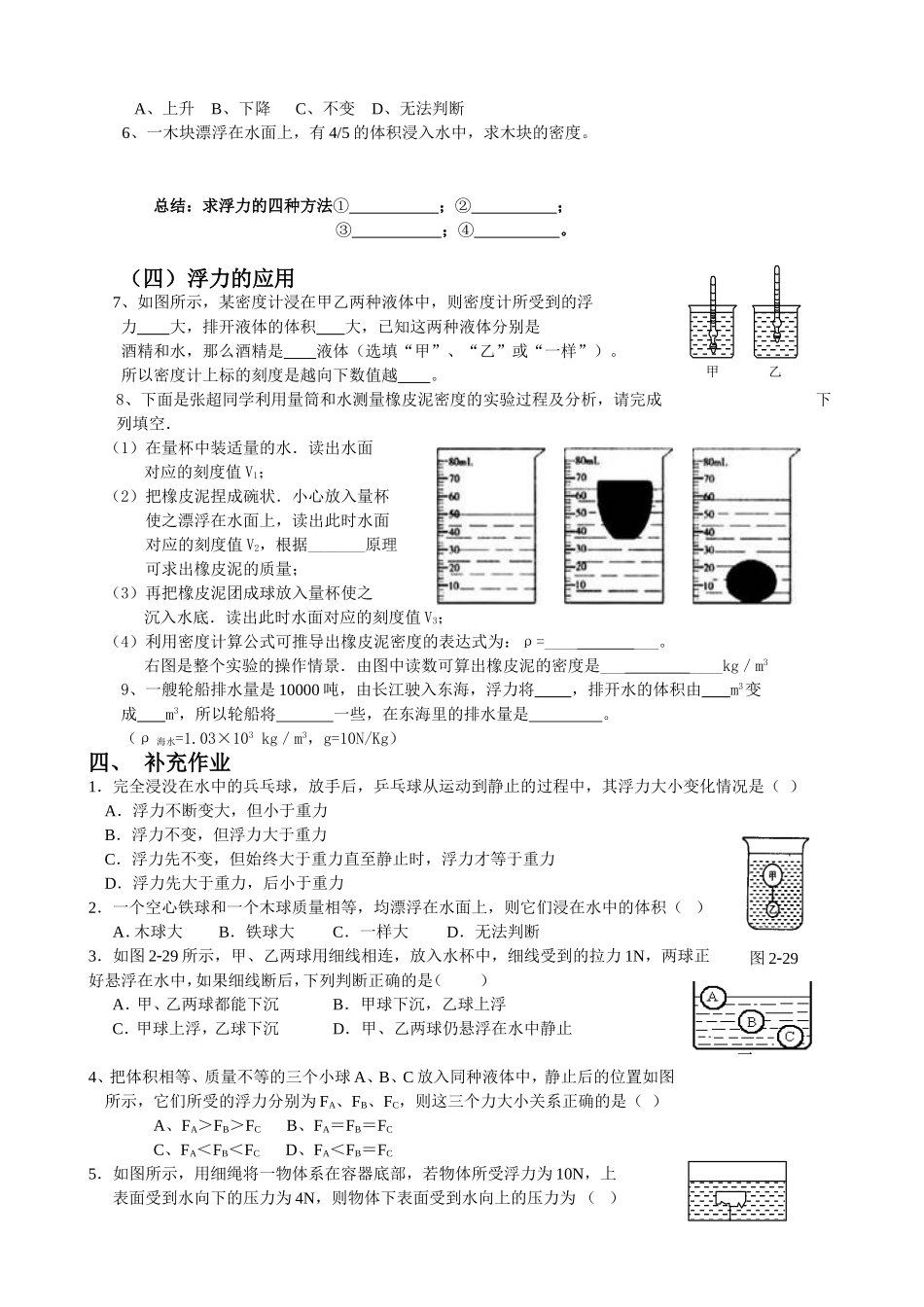 《浮力》复习课教学设计_第2页