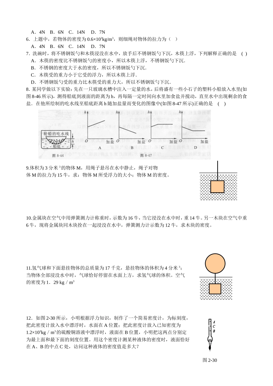 《浮力》复习课教学设计_第3页