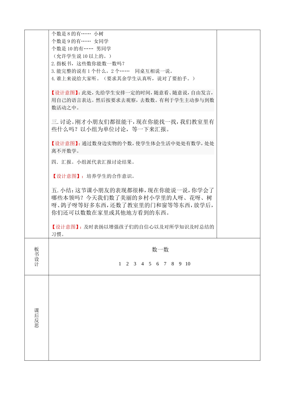 一年级数学第一周电子备课表格_第2页