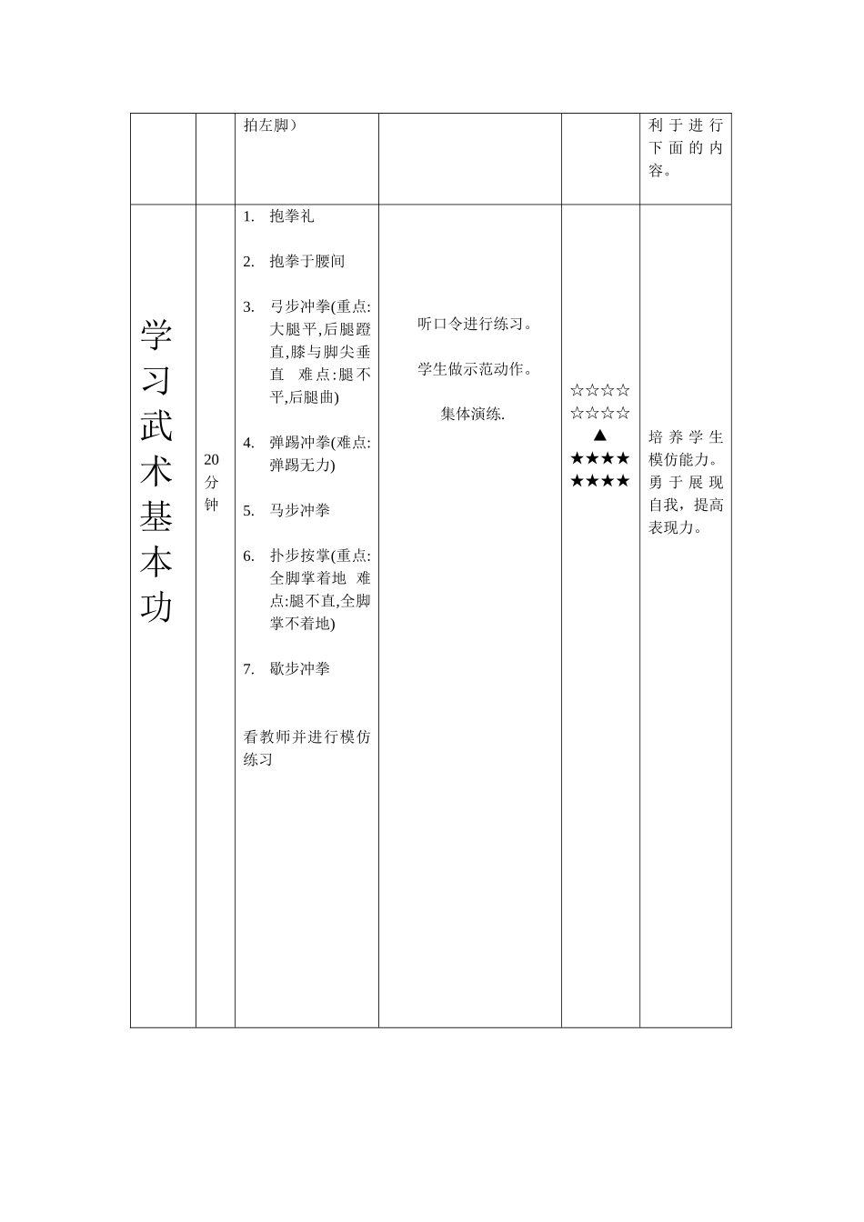武术基本功教学教案_第2页