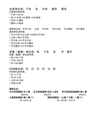 数学单位间的进率