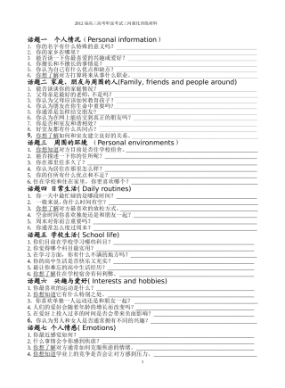 2012届高三听说三问强化训练素材