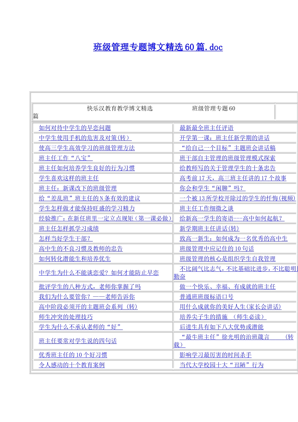 班级管理专题博文精选60篇_第1页