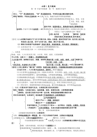 高一地理必修1复习提纲
