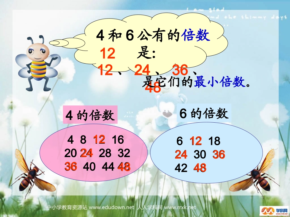 北师大版五年级数学上册《找最小公倍数》教学课件_第3页