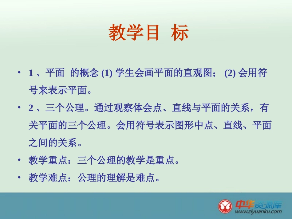 2013-2014学年广西武鸣罗波高级中学高一数学课件：211《平面》（新人教A版必修2）_第2页