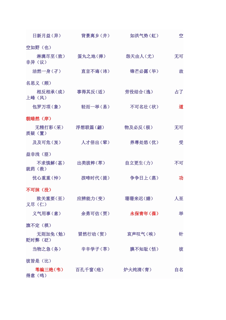 中考易错成语集锦_第3页