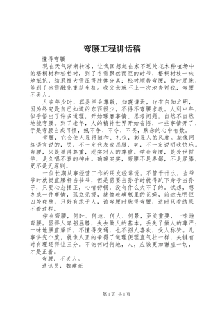 弯腰工程的讲话发言稿