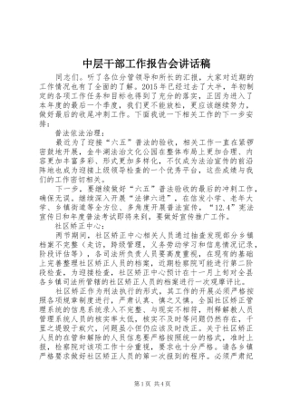 中层干部工作报告会讲话发言稿