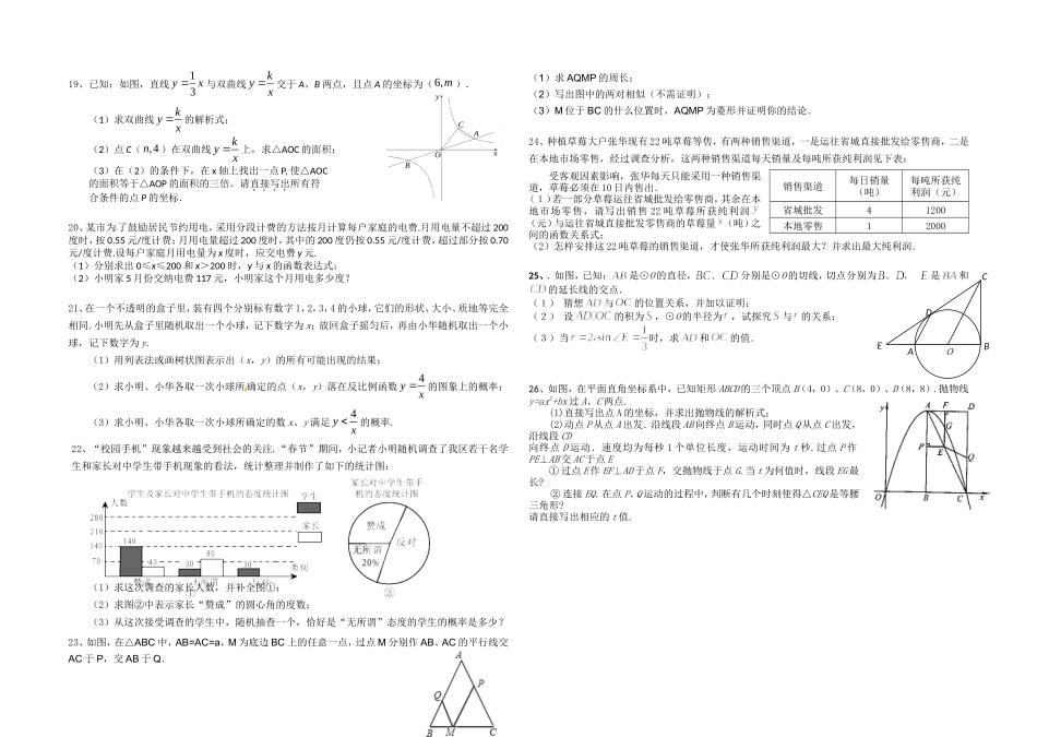 2015中考数学模拟试卷_第2页