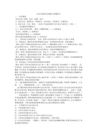 议论文阅读知识储备与答题技巧