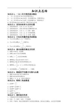 初中数学知识点和公式大全