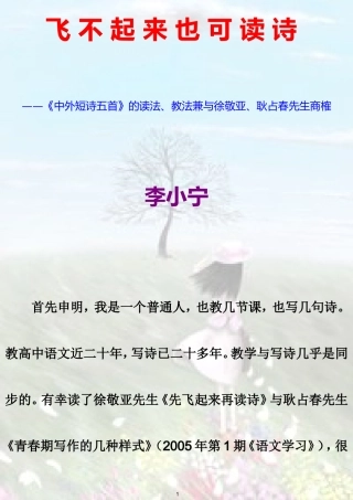 飞不起来也可读诗