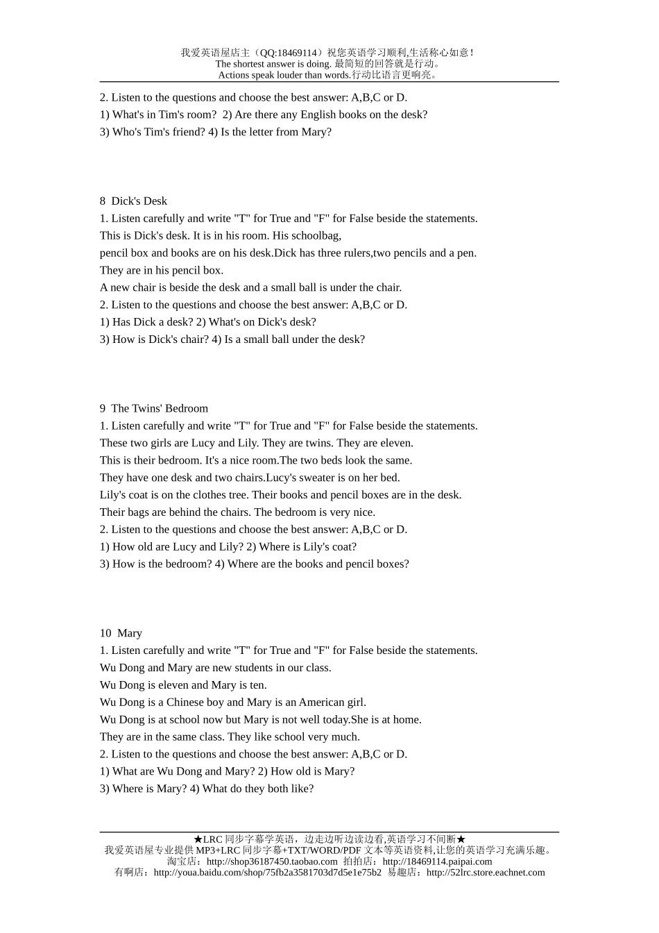 小学英语听力100篇WORD文本_第3页