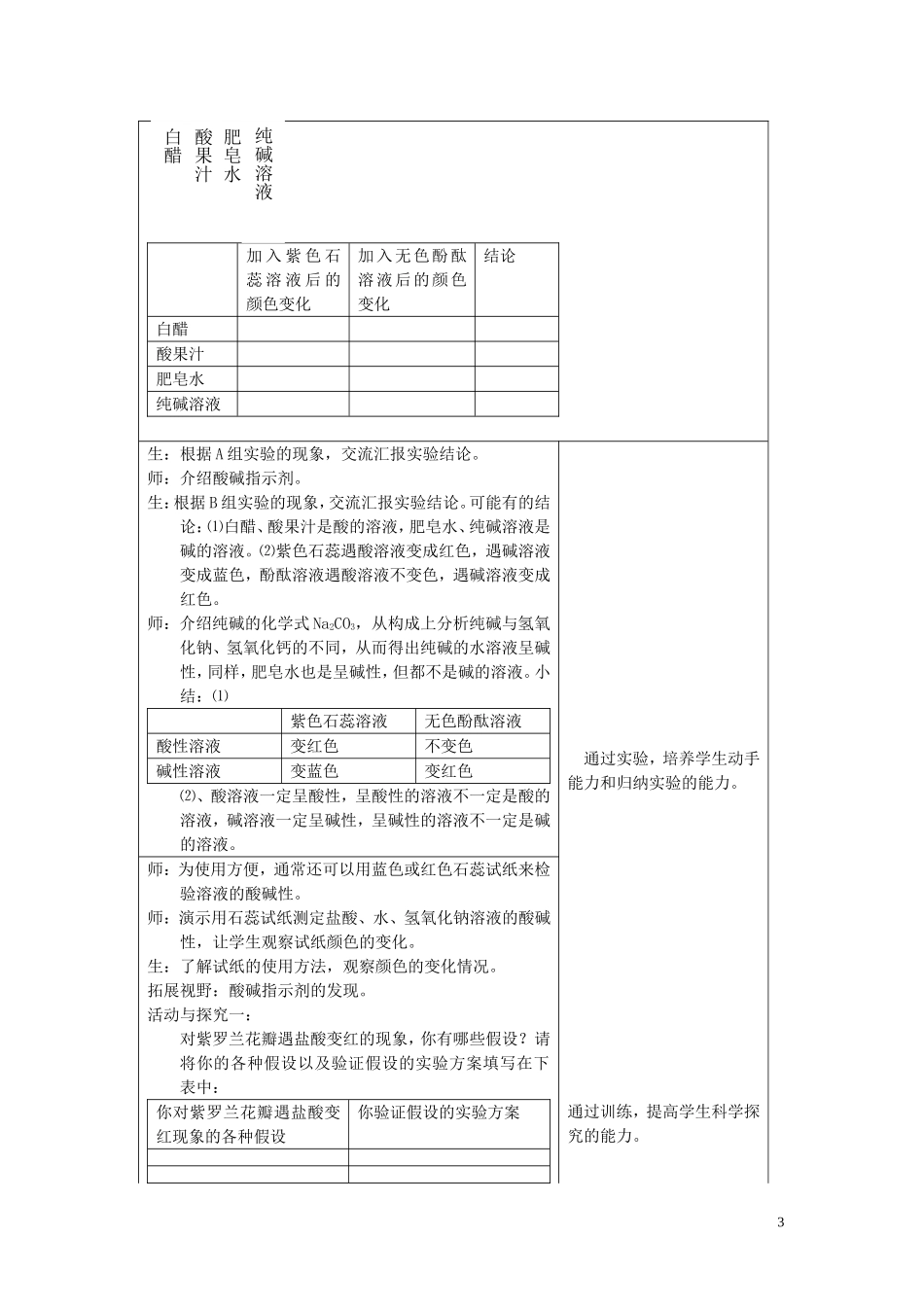 2013年九年级化学下册第十单元酸和碱课题1常见的酸和碱（第一课时）教案（新版）新人教版_第3页