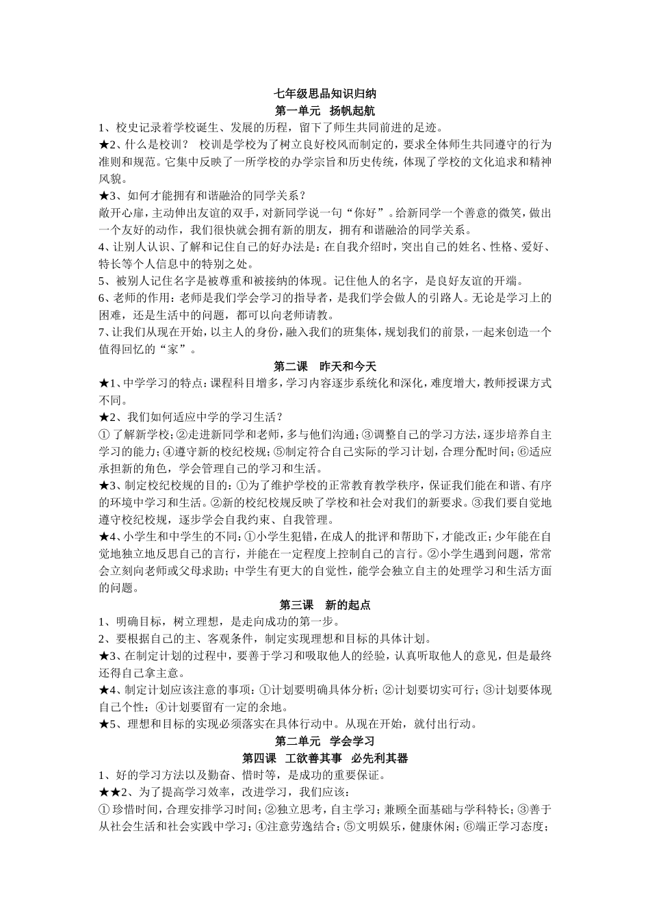 七年级思品知识归纳_第1页