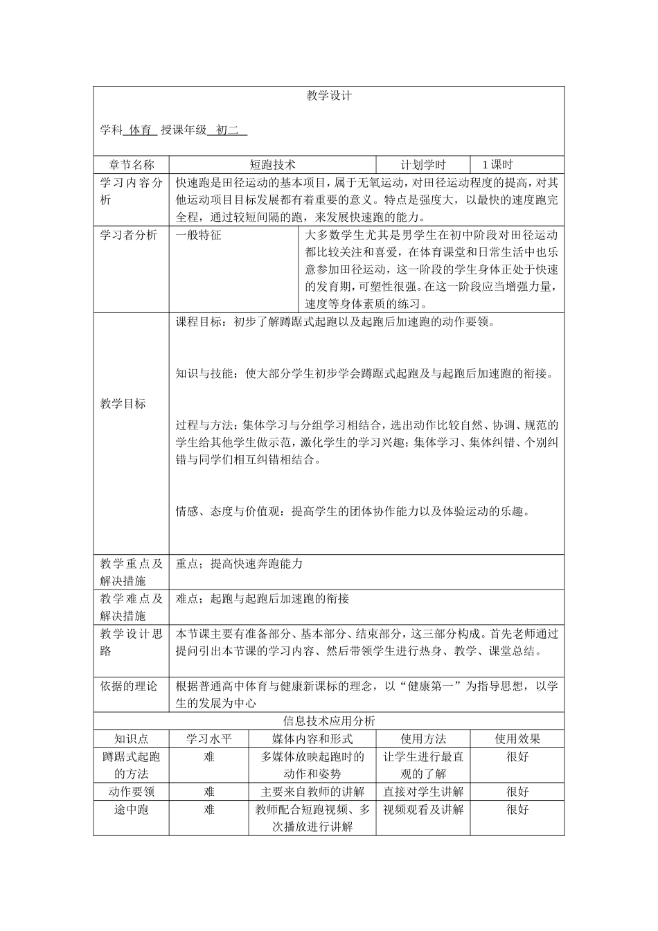 短跑教学设计_第1页