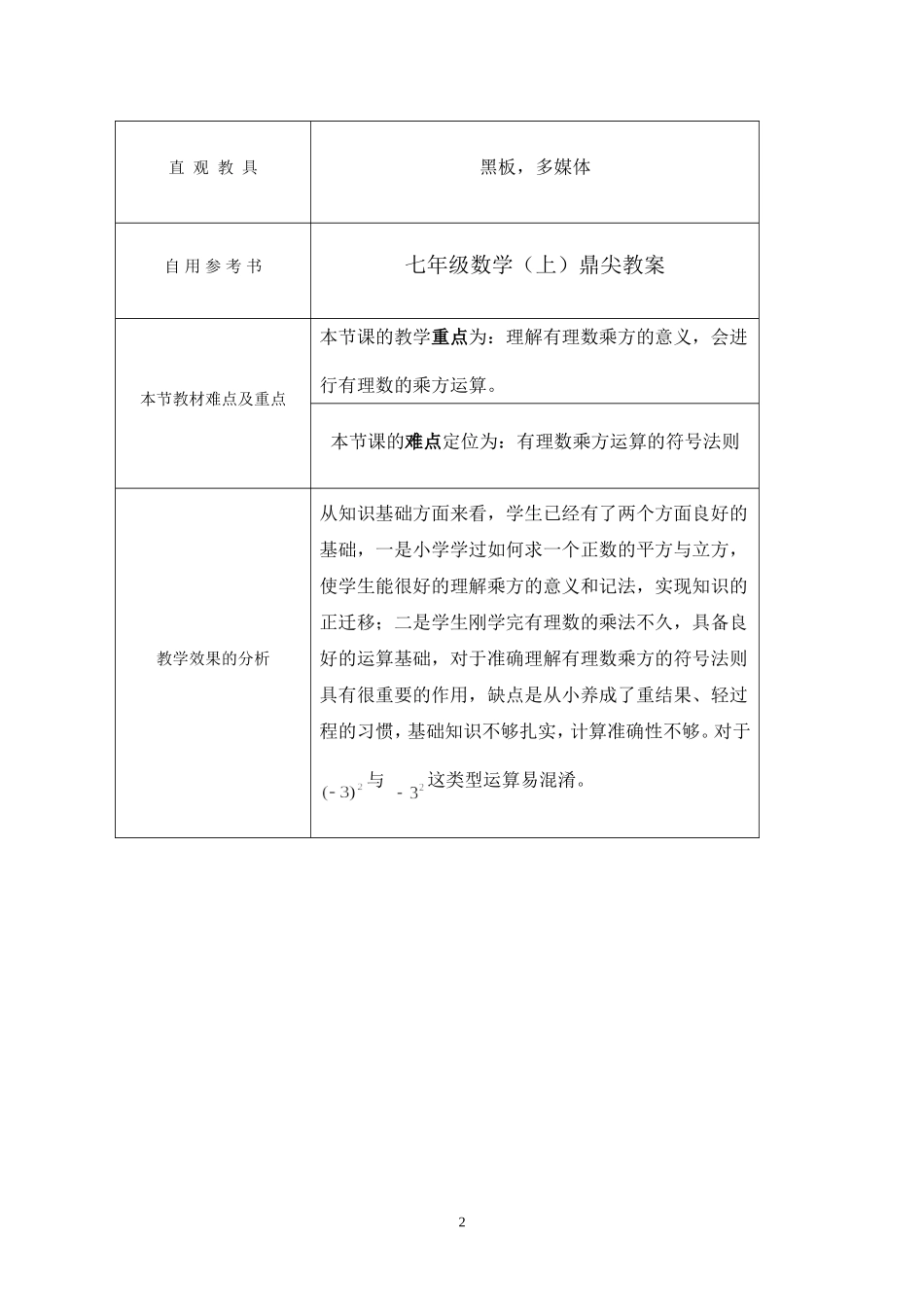 有理数的乘方教学设计_第3页