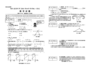 湖北省黄冈市2004年中考数学试题(缺答案)