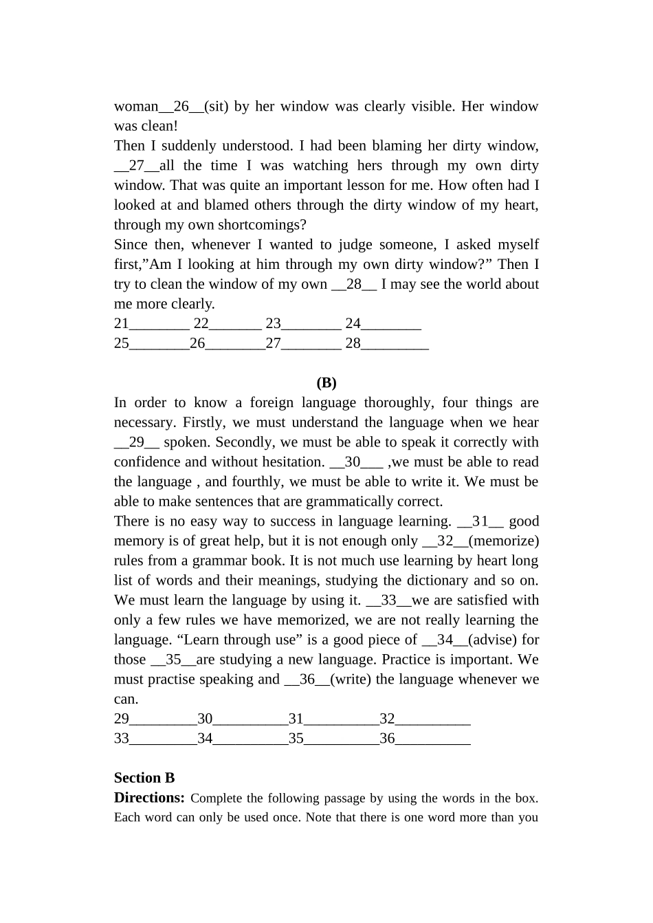 高二英语暑期作业测试2014_第3页