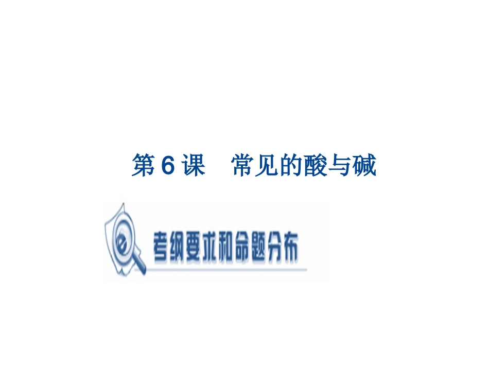 【复习全案-广东】2014届九年级化学专题复习：第6课　常见的酸与碱_第1页