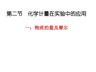 高中化学必修一：物质的量及摩尔