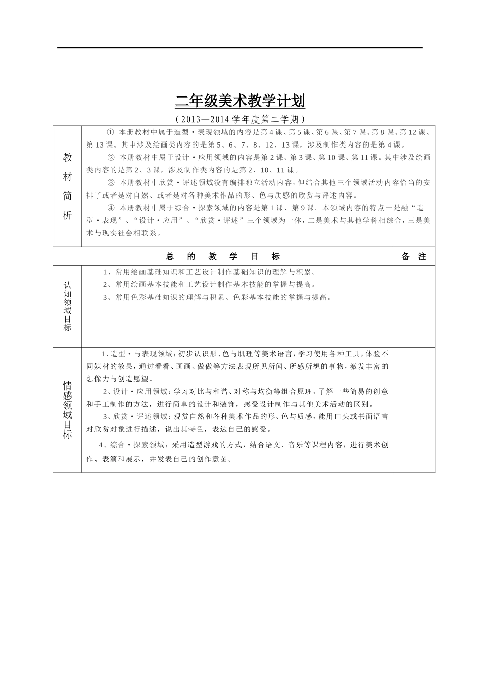 湘教版小学美术二年级下册进度计划教案_第2页